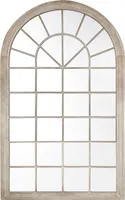 BELIANI Nástenné zrkadlo béžový kovový rám 77 x 130 cm v tvare okna vintage nástenná dekorácia