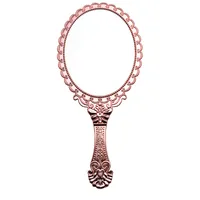 Handspiegel, Vintage-Handspiegel mit Griff, Kosmetikspiegel, Reisespiegel (oval)