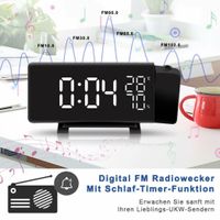 Funk Radiowecker mit Projektion LED USB FM Digital Dimmbar Tischuhr Alarm DHL