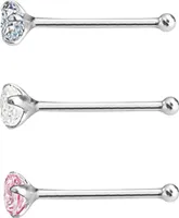 3 Teile/satz Frauen Zirkonia Edelstahl Nasenstecker Körper Piercing Schmuck-Silber