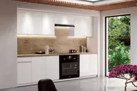 Küche 260 cm Küchenblock Küchenzeile Ohne E-Geräten, Aspen 260 cm Weiß/Hochglanz