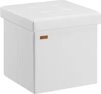 CASARIA® Hocker mit Stauraum Weiß Faltbar Deckel Kunstleder Gepolstert 38x38cm Klein Schlafzimmer Wohnzimmer Flur Sitzhocker Fußhocker Polsterhocker