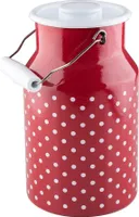 Riess Milchkanne mit Deckel 2 Liter Emaille Country Pünktchenrot