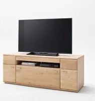 TV-Lowboard 150cm BADALONA-05 in Eiche Bianco massiv, Front gerundet - B/H/T: 150/58/50cm