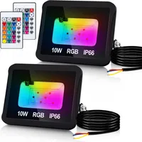 Jopassy RGB LED Strahler 10W RGB fluter RGB LED Außenstrahler Außenstrahler mit Fernbedienung IP66 Wasserdicht für Garten 2 Stück