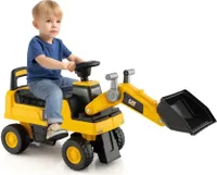Sitzbagger, Bagger mit Lenkbarer Schaufel & Hupe, Rutschauto mit Stauraum unter Sitz, Aufsitzbagger mit Anti-Rutsch-Räder & Anti-Rollover-Vorrichtung für 1-3 Jahre (Bulldozer)