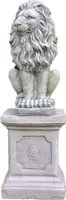 Löwe mit Sockel aus Steinguss als Set perfekt für den Garten die Terrasse oder den Vorgarten ist Frostfest Witterungsbeständig und Neu 91cm H, 1552uPO-74