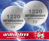 2 x CR1220 WILHELM Blister Lithium Knopfzelle 3V 40mAh ø12x2,0mm Batterie DL1220