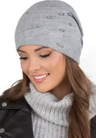 Vivisence Damen mütze mit verziert Universalgröße - Elegant Beanie für Frauen Wintermütze Strickmützen herbst Wollmütze warme Kopfbedeckung - Hellgrau