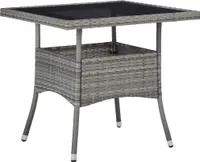 vidaXL 3-tlg. Garten-Essgruppe Grau Poly Rattan und Glas