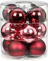 Weihnachtskugeln Glas 8cm, 12 Stück, Farbe:Berry Kiss ( Beere glanz / matt )