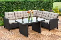 Merxx Gartenmöbelset "Salerno" Eckbank Dining Set - Stahlgestell mit Kunststoffgeflecht braun - 28430-210
