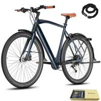 E-bike 28 Zoll Rostfreie Aluminiumlegierung bis zu 100 km Herrenfahrrad Wasserdicht IPX4 Pedelec mit 9 Gang, Blau