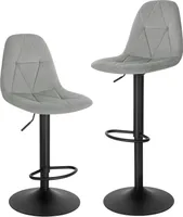 EUGAD 2 x Barhocker, höhenverstellbar, 360°drehbar, mit Samtbezug, Hellgrau