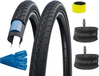 2 Stück 28 Zoll Schwalbe Marathon Plus 37-622 (28x1.4) 700x35C + 2x AV Schlauch Pannenschutz
