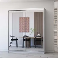 Schwebetürenschrank Kleiderschrank Schrank 183cm Weiß/Weiß mit zwei Spiegeln Multi 20