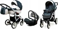 BabyLux® White Lux | Kočík 3v1 Bambimo | Tmavo šedá | Kombinovaný kočík | Set kočíkov | Bugg