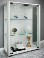 VCM Glasvitrine stehend | Vitrine Glas mit ESG-Sicherheitsglas | Maße ca. H. 80 x B. 60 x T. 25 cm | Standvitrine Glas | Modern und platzsparend | Glas Vitrinenschrank – Sintalo