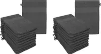 Betz 20 Stück Waschhandschuhe PALERMO 100% Baumwolle Waschlappen Set Größe 16x21 cm  Farbe Anthrazit