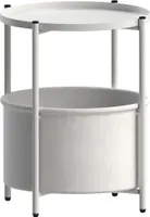 ML-Design Beistelltisch rund mit Stoffkorb & abnehmbarer Tablett, Couchtisch aus Metall