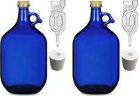 2x 5L Premium blaue Flasche +STOPFEN +GÄRRÖHRCHEN GÄRBALLON Weinballon Glasballon