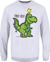 Grindstore - "Tree Rex" Pullover für Herren - weihnachtliches Design GR1924 (XL) (Grau)