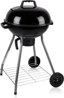 BBQ Collection Holzkohlegrill, Kugelgrill Rundgrill Ø 45 x 83 cm mit Deckel, stabiler Standgrill auf Rädern mit abnehmbarem Aschekasten & Ablagegitter, Schwarz