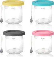 Eiscremebehälter, Ninja Creami Pints, Ersatzbecher kompatibel mit Ninja NC301, NC300, NC299AMZ Serie, BPA-frei und spülmaschinenfest, 4er-Set