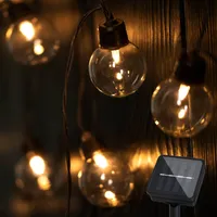 LUMILED solárne rozprávkové svetlá vonkajšie 30x LED 10,6 M solárne rozprávkové svetlá vonkajšie svetelné gule IP44 teplá biela 3000K blikajúce veľkonočné žiarovky solárna reťaz