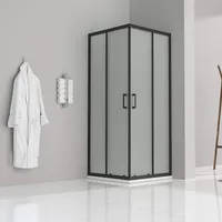 Duschkabine 75x90x180 cm aus satiniertem Sicherheitsglas und schwarzen Alubeschlägen DK79