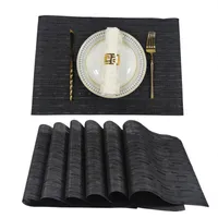 OKWISH Platzset Tischset Abwaschbar 6er Set PVC Abgrifffeste Hitzebeständig Rutschfest Platzdeckchen für Küche,Zuhause, Restaurant, Speisetisc Schwarz