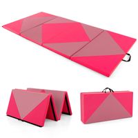 COSTWAY Weichbodenmatte klappbar, Gymnastikmatte tragbar, Yogamatte Turnmatte 240 x 120 x 5 cm Rosa