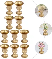10 Stück Metall Vasen für Hochzeit Blumenarrangierungsvase Trompetenvase Deko (Gold, 6,3"H)