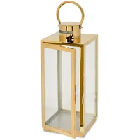 SEVICO Laterne Windlicht Laterne Grablaterne Tischlaterne Laternenset Grablampe Grab 28 cm Gold Edelstahlgestell F365