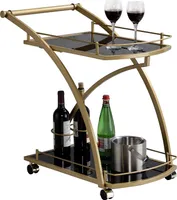 Servierwagen EVO edles Design Beistellwagen Servicewagen Teewagen in gold mit schwarzem Glas