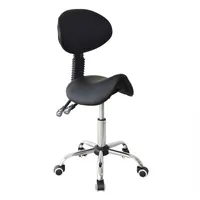 Sattelhocker Rückenlehne ergonomisch neigbar - Friseurhocker - Hocker - höhenverstellbarr SCHWARZ