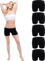 TEXEMP 6er Pack Damen Unterhosen in Schwarz Microfaser Panty Hotpants Slips | B49 - S/L - 6 Stück