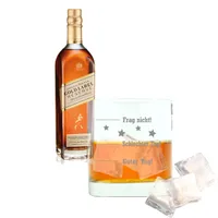Whiskey 2er Set, Johnnie Walker Gold Label Reserve, Blended Whisky, Scotch, Alkohol, Alkoholgetränk, Flasche, 40%, 700 ml, 733836, Geschenk zum Vatertag, mit graviertem Glas