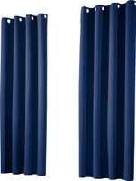 heimtexland ® Verdunklungsvorhang 1 Paar Verdunklungsgardinen Thermovorhänge Ösenschal  Dunkelblau HxB 145 x 135 cm