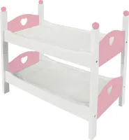 puppen-Etagenbett 50,5 x 27,5 x 43 cm Holz weiß/rosa