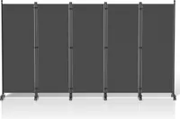 Yakimz Paravent auf Rollen Outdoor Raumteiler Garten Spanische Wand Trennwand Raumtrenner 5 teilig Anthrazit 284x181 cm
