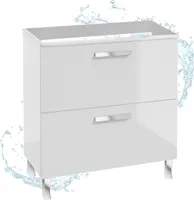 Stamar | Badezimmerschrank, 80 cm, Hochglanz, Weiß, 2 Schubladen