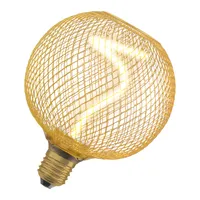 OSRAM DECOR LED Globe se spirálovým vláknem, 3,5 W, příjemná teplá bílá 818, 170 lm/1800 K, čiré bezolovnaté sklo zlaté barvy, závit E27, stmívatelné, průměr 125 mm.