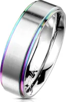 60 (19.1) Ring Silber gebürstet mit Regenbogen Außenringen Edelstahl Uni