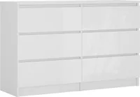 Kommode 6 Schubladen, Farbe: Mattweiß/Weiß Glanz, 120 x 78 x 39 cm