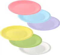 6er Set farbenfrohe Dessertteller Kinderteller Kuchenteller Kunststoffteller Plastik flach bunt stapelbar leicht klein bunt BPA-frei