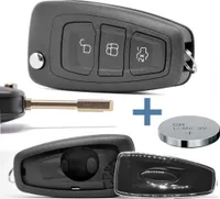 Klapp Schlüssel Gehäuse Funkschlüssel Fernbedienung Autoschlüssel FO21 Rohling + Batterie kompatibel mit Ford