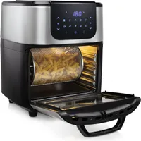 Digitale Heißluftfritteuse Mini Ofen Drehspieß & Rotierkorb Grill 11Liter, 1800W