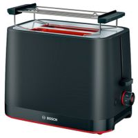 Bosch TAT3M123 Toaster, 950 W, 2-Scheiben, Automatische Endabschaltung, Nachtoastfunktion, Stoptaste, schwarz