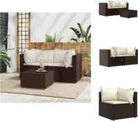 vidaXL 3-tlg. Garten-Lounge-Set mit Kissen Braun Poly Rattan -  Gartensofas